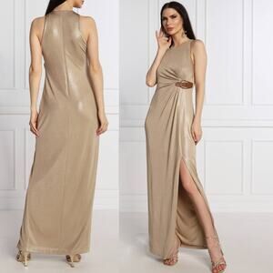 NEW Lauren Ralph Lauren Foil-Print Jersey Gown $260 Sz 12 Large Glam Old Money